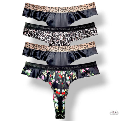 Victoria’s Secret květinový a leopardí hedvábný tanga set