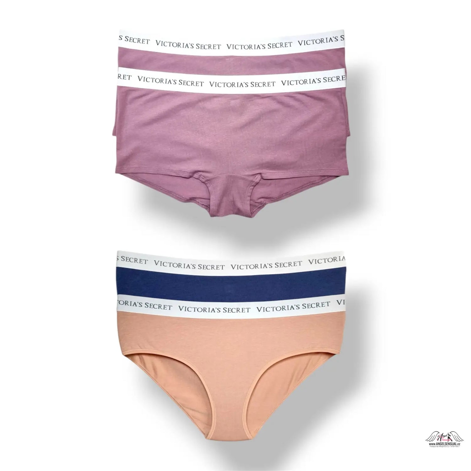 Růžové a broskvové kalhotky Victoria’s Secret s logem, 4-pack XL