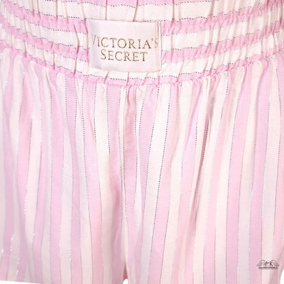 Růžové a bílé pruhované bavlněné kraťasy Victoria’s Secret s volánovou elastickou pasu v kategorii apparel &amp; accessories