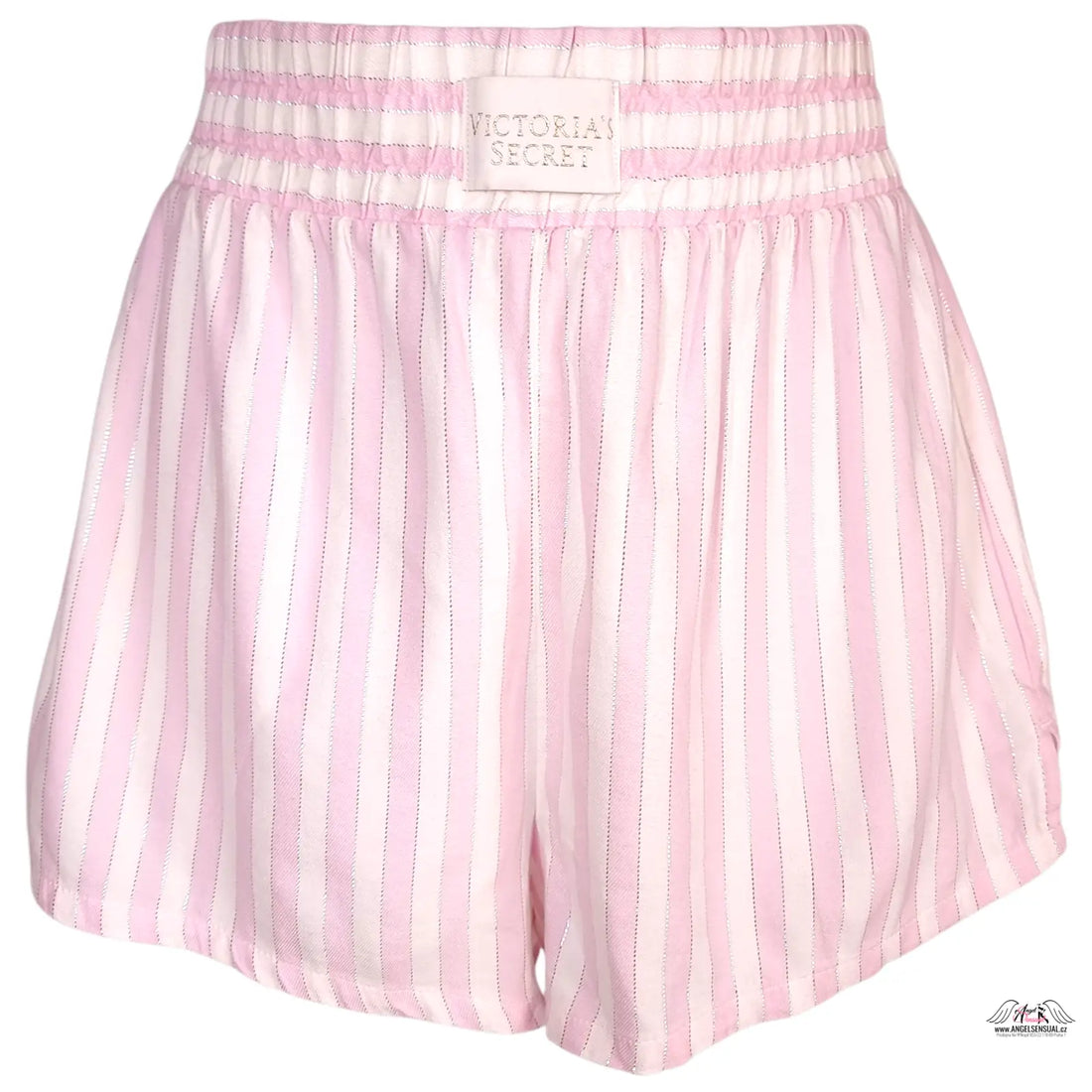 Pink a bílý pruhovaný bavlněný boxerský střih Victoria’s Secret pro oděvy a noční prádlo