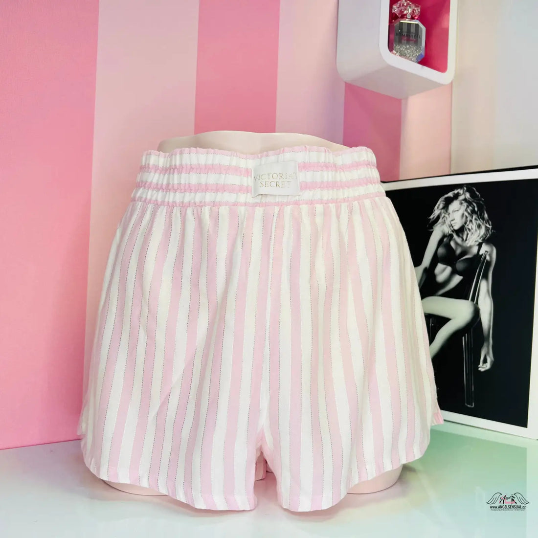 Ikonické bavlněné bavlněné šortky Victoria’s Secret Pruhované pyžamové šortky