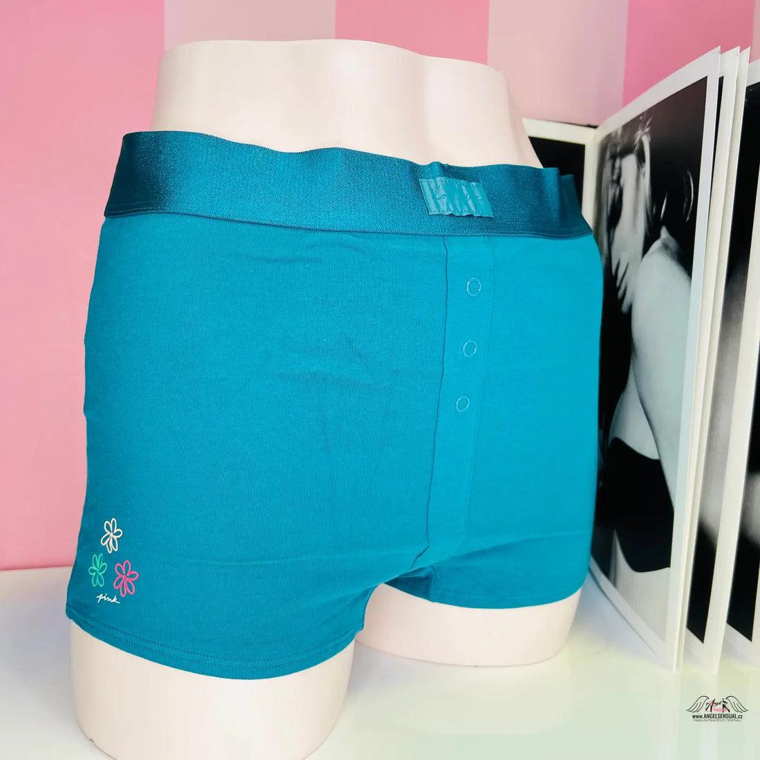 Příjemné bavlněné boxerky Victoria’s Secret pro ženy v teal barvě