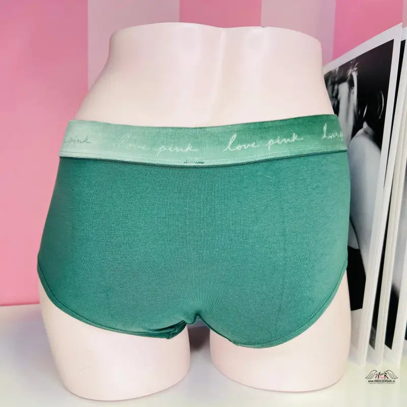 Zelené bavlněné boxerky Victoria’s Secret s pevnou gumou a sametovým pasem