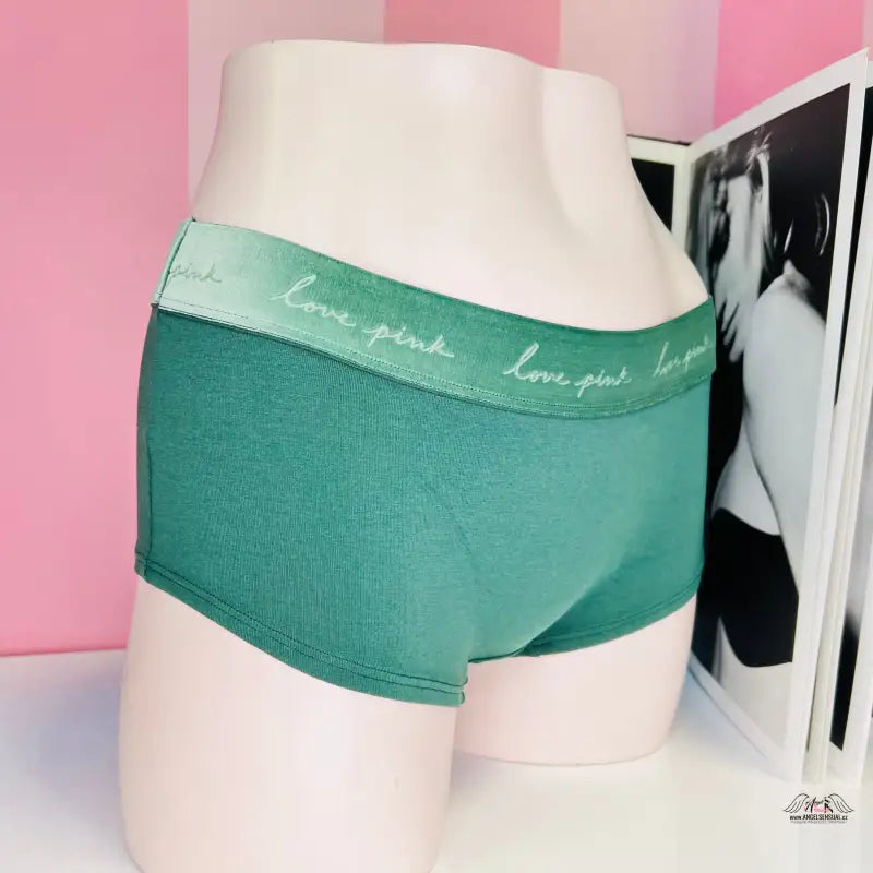 Zelené bavlněné boxerky Victoria’s Secret s pevnou gumou, pohodlné ženské spodní prádlo