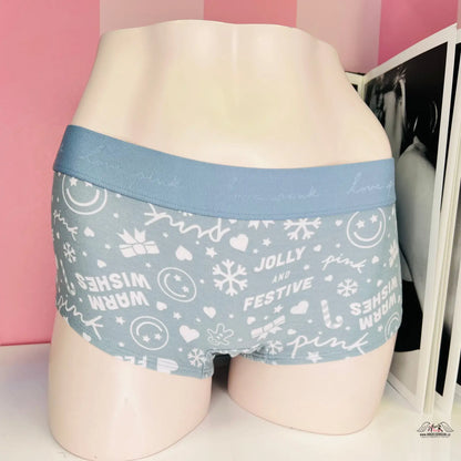 Pohodlné vícebarevné barevné boxerky Victoria’s Secret s vánočním potiskem a sněhovými vločkami