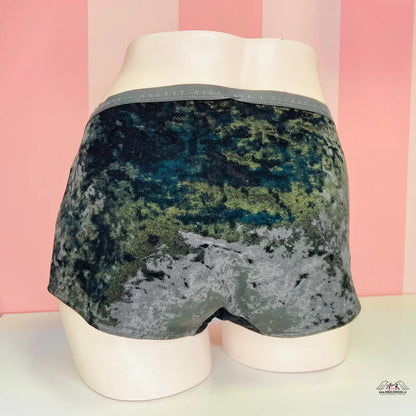 Velice elastické semišové boxerky Victoria’s Secret s gradientem modro-zeleno-šedých barev