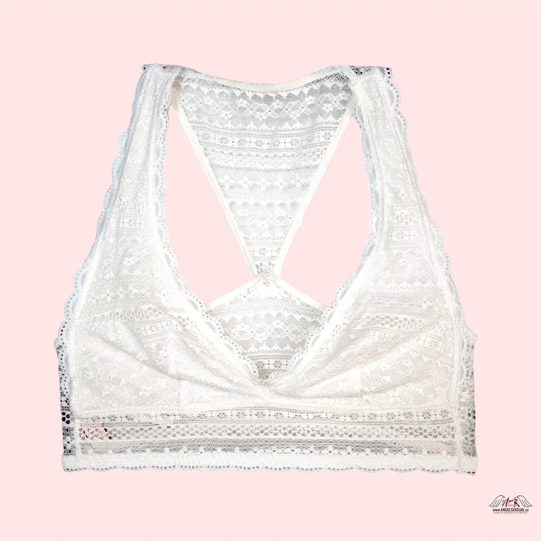 Lákavá krajková braletka Victoria’s Secret Braletka Krajková Bílá s květinovými motivy