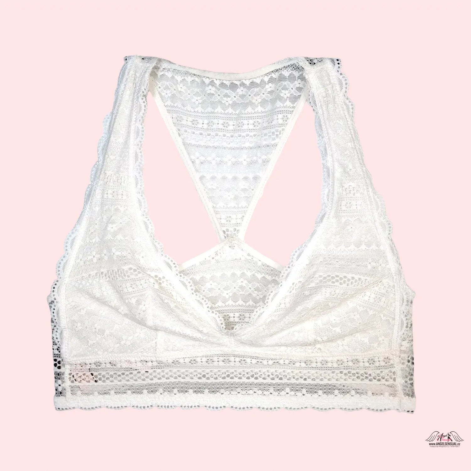 Lákavá krajková braletka Victoria’s Secret Braletka Krajková Bílá s květinovými motivy