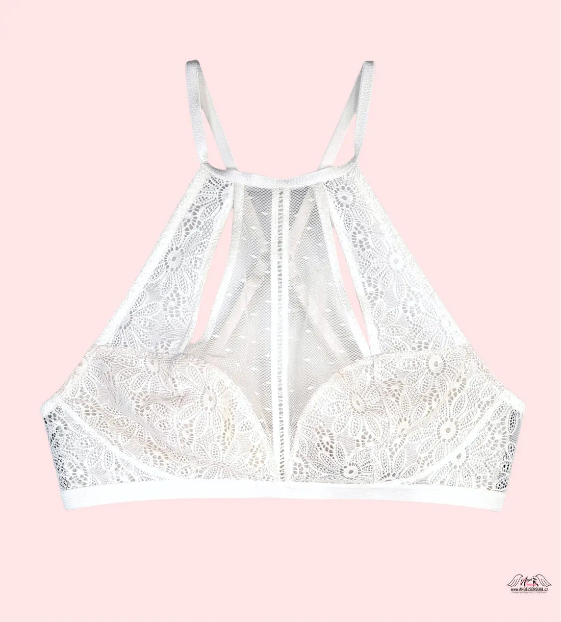 Bílá krajková braletka Victoria’s Secret s květinovými vzory