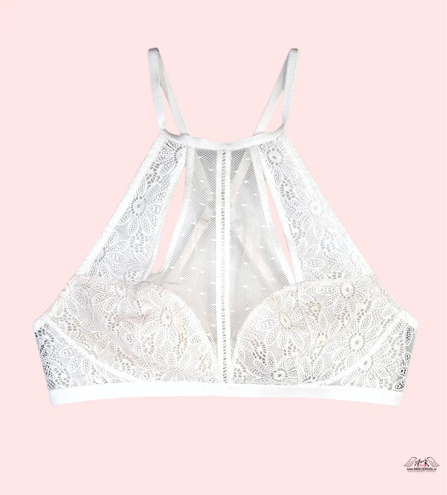 Bílá krajková braletka Victoria’s Secret s květinovými vzory