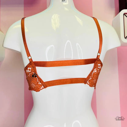 Sehrá sexy krajková braletka Victoria’s Secret s oranžovým krajkovým designem