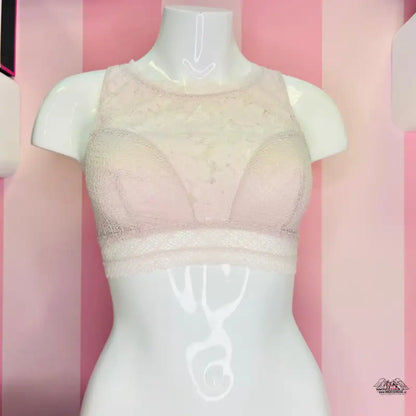 Lace-covered pink bra top from Victoria’s Secret lingerie collection for stylish apparel &amp; accessories