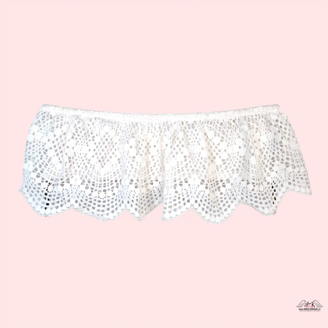 Bílá krajková braletka Victoria’s Secret s lemováním a háčkovaným vzorem