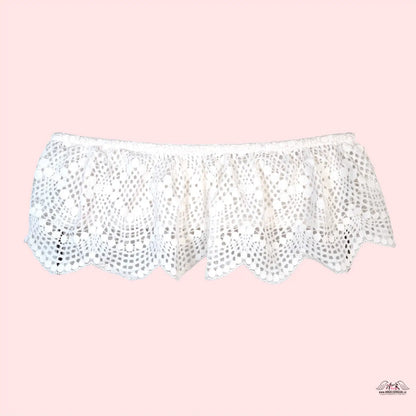 Bílá krajková braletka Victoria’s Secret s lemováním a háčkovaným vzorem