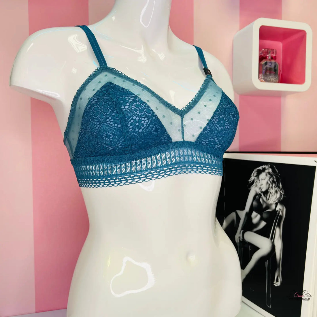 Teal lace braletka s dvojitými ramínky, vzdušná braletka od Victoria’s Secret