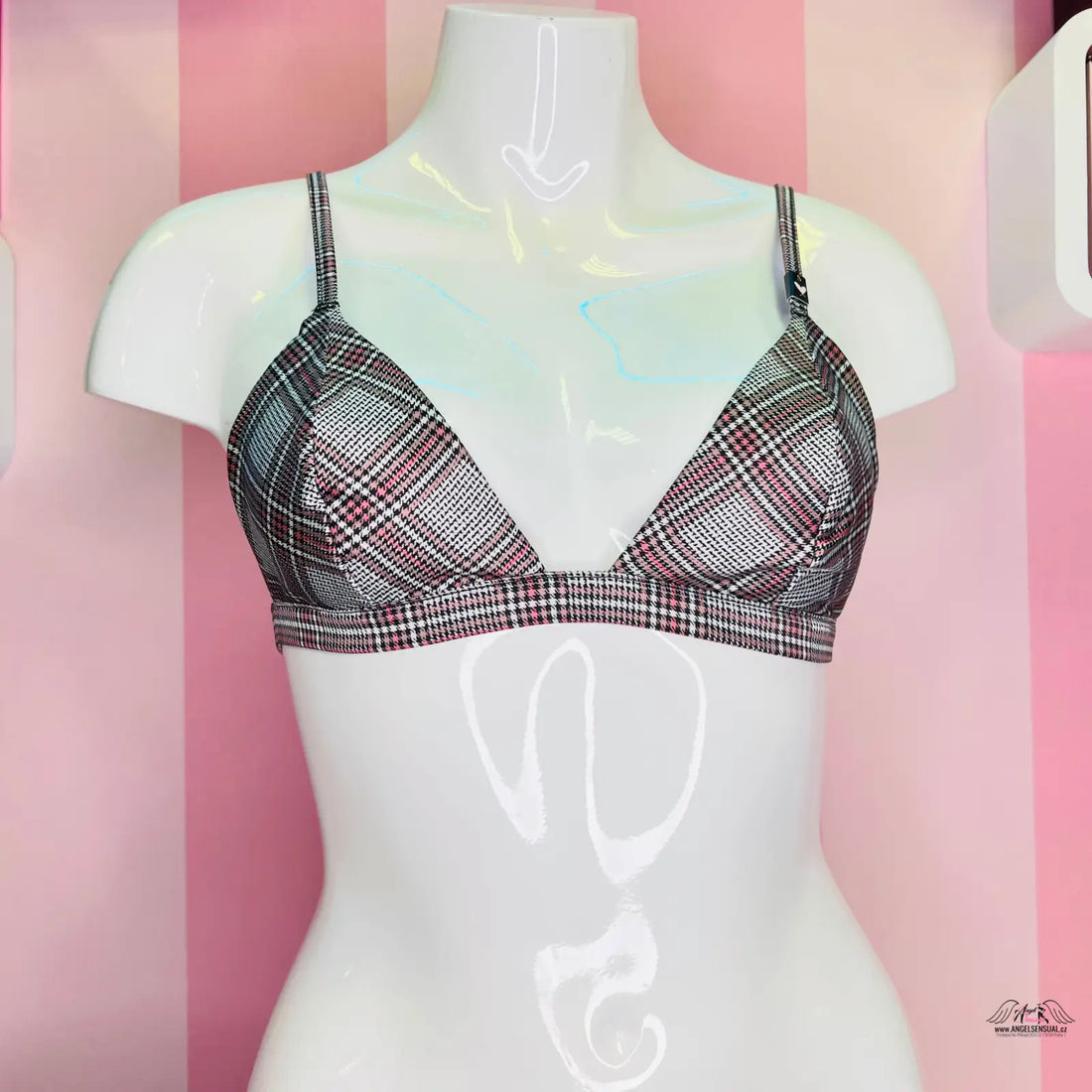 Plaid triangle bra Victoria’s Secret Braletka s Něžným Vzorem z velice příjemného materiálu s nastavitelnými ramínky pro maximální pohodlí