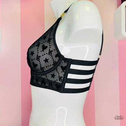 Victoria’s Secret braletka s krajkovým designem a bílým pruhovým páskem