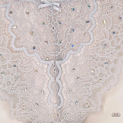 Lace kalhotky typu brazilky Victoria’s Secret svůdné krajkové kalhotky s rhinostony