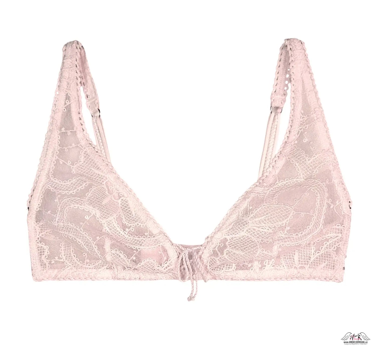 Jemná růžová krajková braletka Victoria’s Secret Dream Angels s květinovými motivy a nastavitelnými ramínky