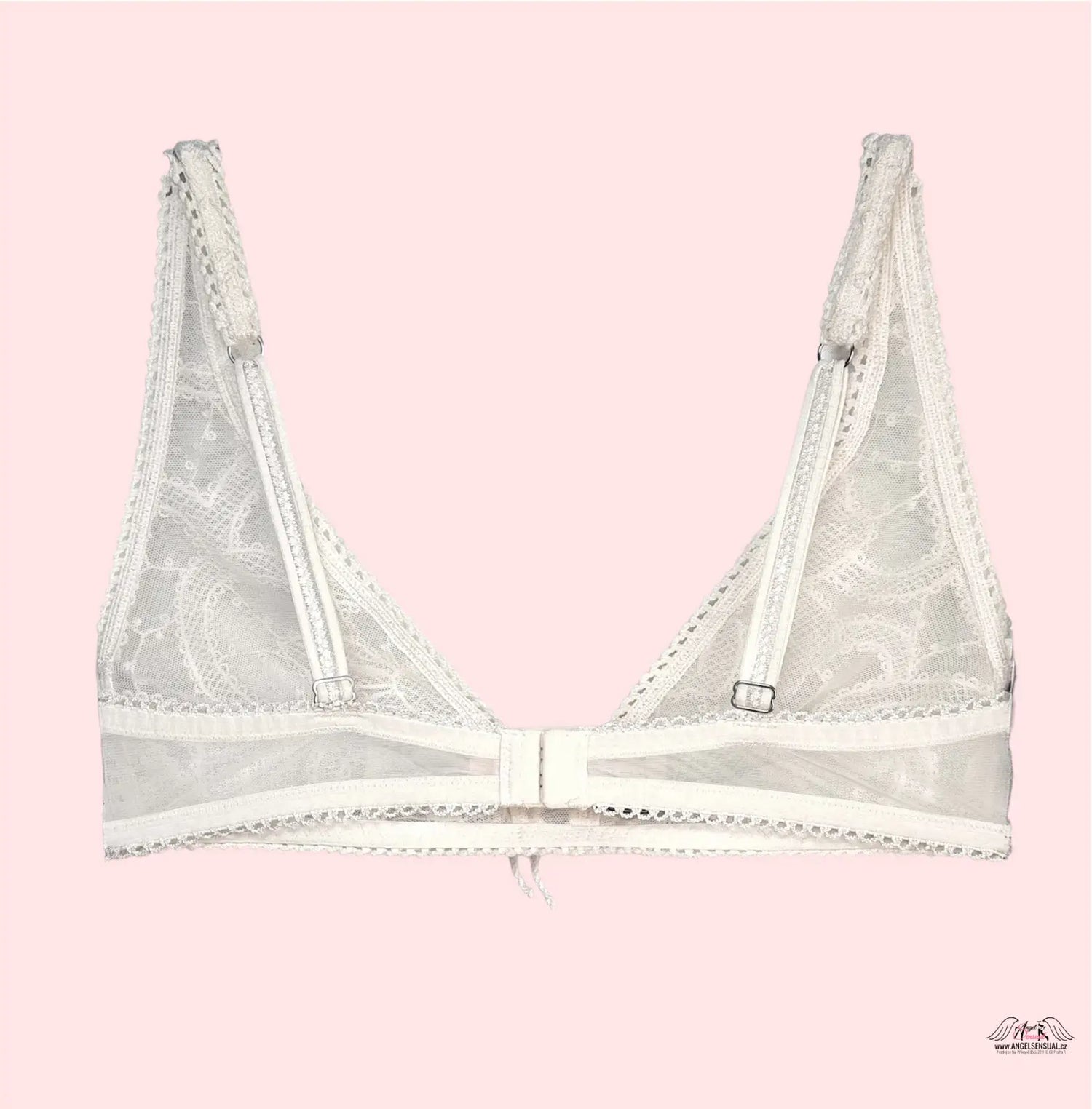 Bílá krajková bralettka Victoria’s Secret Dream Angels s květinovými vzory a nastavitelnými ramínky