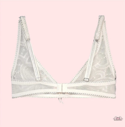 Bílá krajková bralettka Victoria’s Secret Dream Angels s květinovými vzory a nastavitelnými ramínky