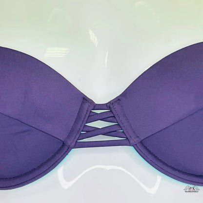 Purple horní díl plavek s ozdobnými šňůrkami a criss-cross lacing