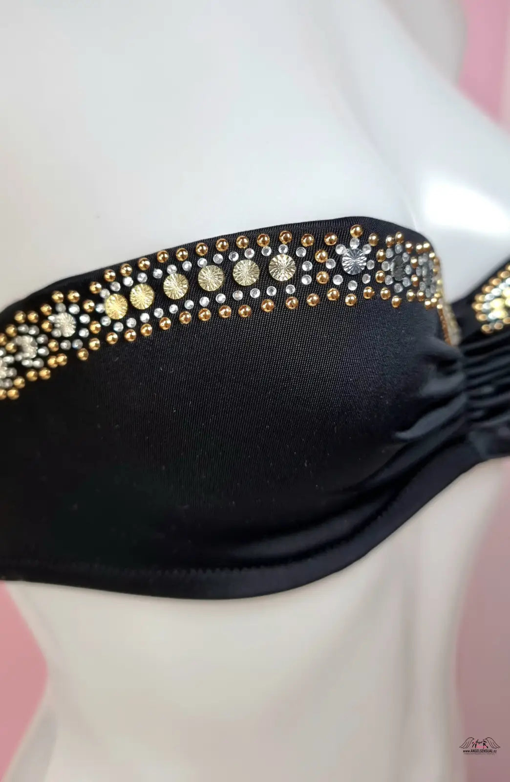 Černý strapless plavkový top s šperkovými ozdobami - Victoria’s Secret Horní Díl Plavek
