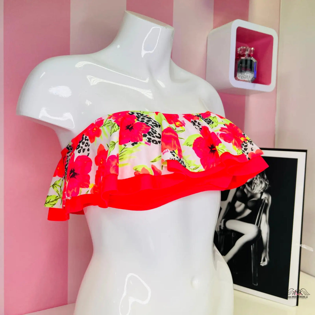 Pestrobarevný horní díl plavek s květinovým a leopardím vzorem, Victoria’s Secret