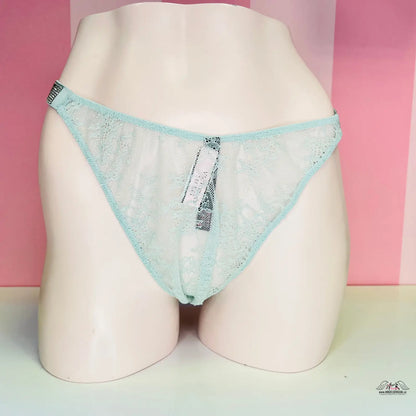Mint zelené svůdné celokrajkové brazilky s kamínkovým páskem, originál Victoria’s Secret