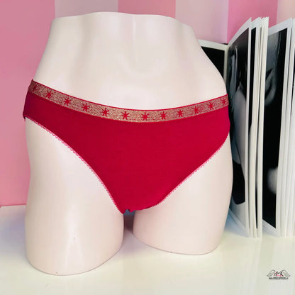 Červené kalhotky Victoria’s Secret s vyšším pasem a dekorativním elastickým pasem