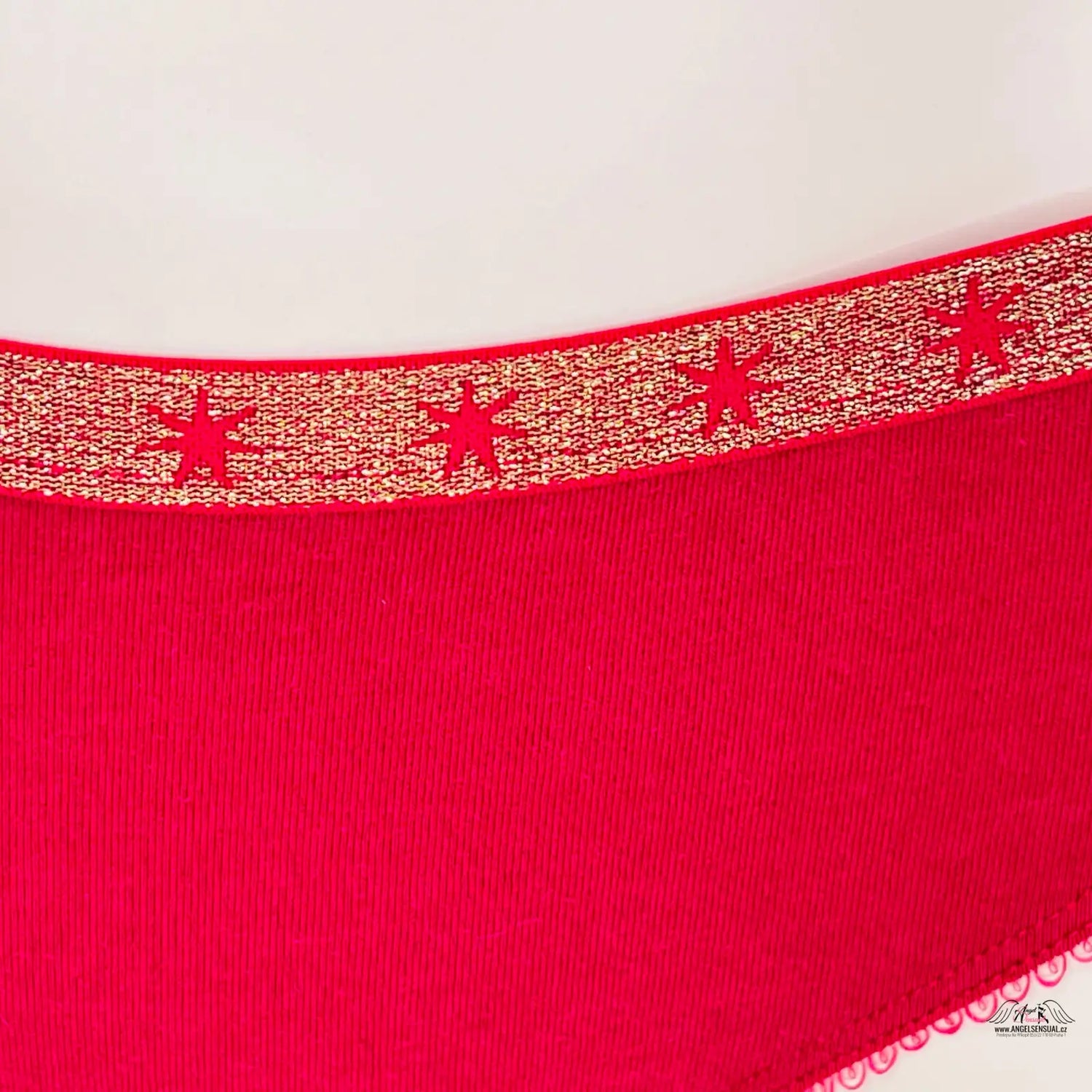 Red kalhotky Victoria’s Secret s hvězdicovým elastickým páskem a lace trim, lehce vyšším pasem