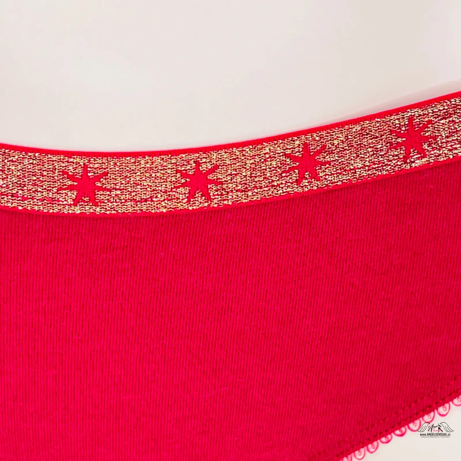 Red kalhotky Victoria’s Secret s hvězdicovým elastickým páskem a lace trim, lehce vyšším pasem
