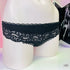 Černé kalhotky Victoria’s Secret s krajkovými detaily a bílou krajkou, krajkové bikiny