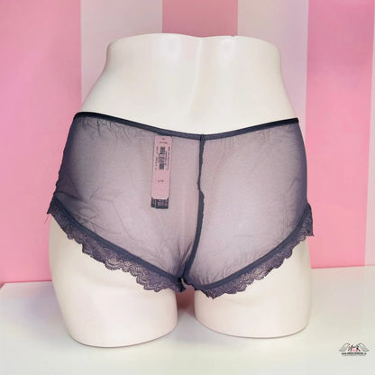 Sheer černé elastické krajkové kalhotky Victoria’s Secret Kalhotky Síťované na figuríně