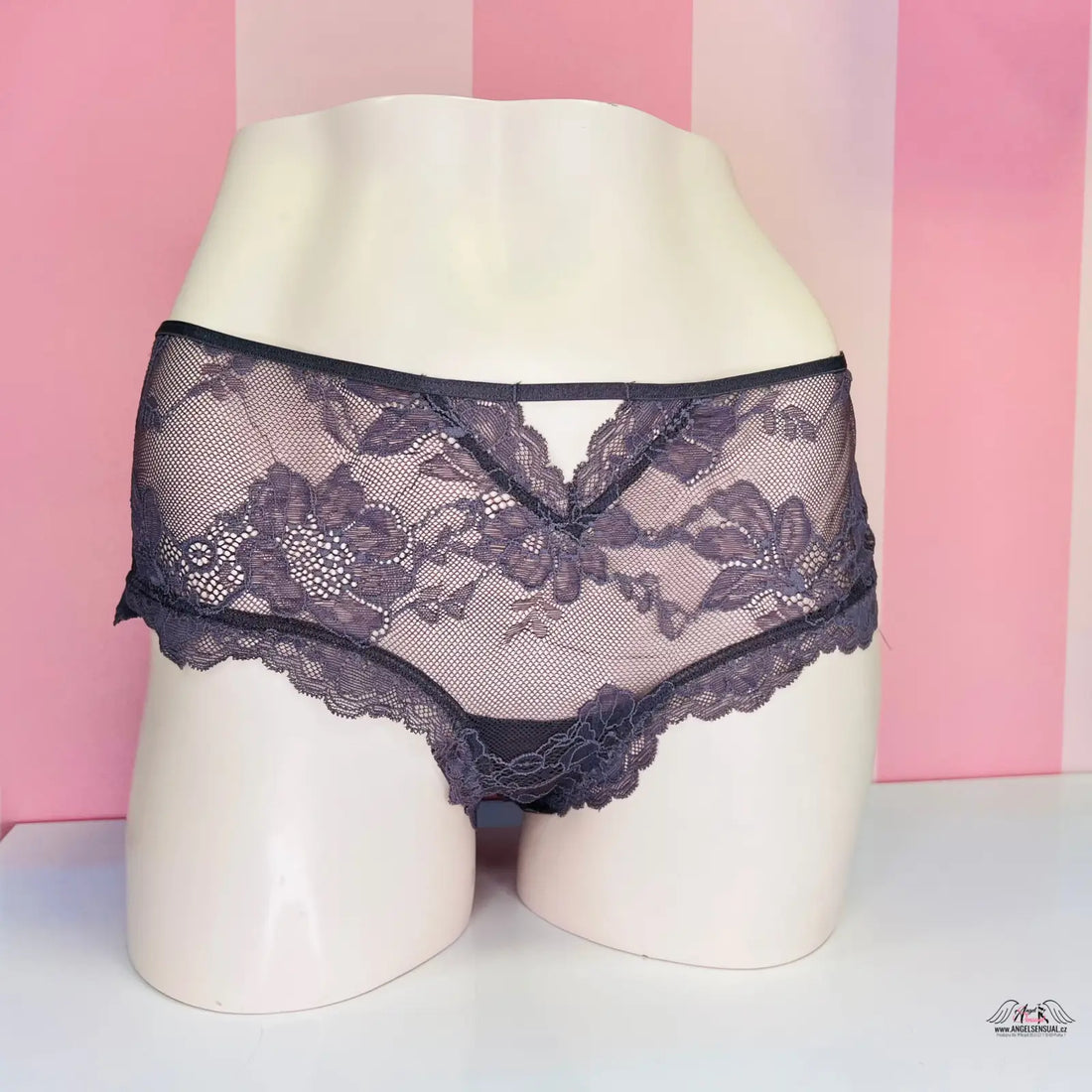 Elastické krajkové kalhotky Victoria’s Secret Kalhotky Síťované s květinovým vzorem