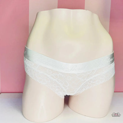 Bílé krajkové cheeky kalhotky Victoria’s Secret s pevnou gumou