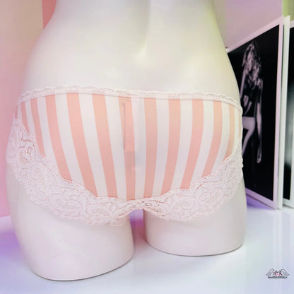 Stripované krajkové bikiny kalhotky s pruhy, elegantní bikiny kalhotky Victoria’s Secret