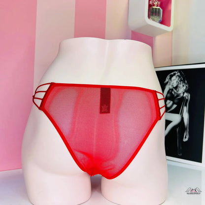 Red tanga agent provocateur s bílým trupem a květinovým motivem, Luxusní Kalhotky