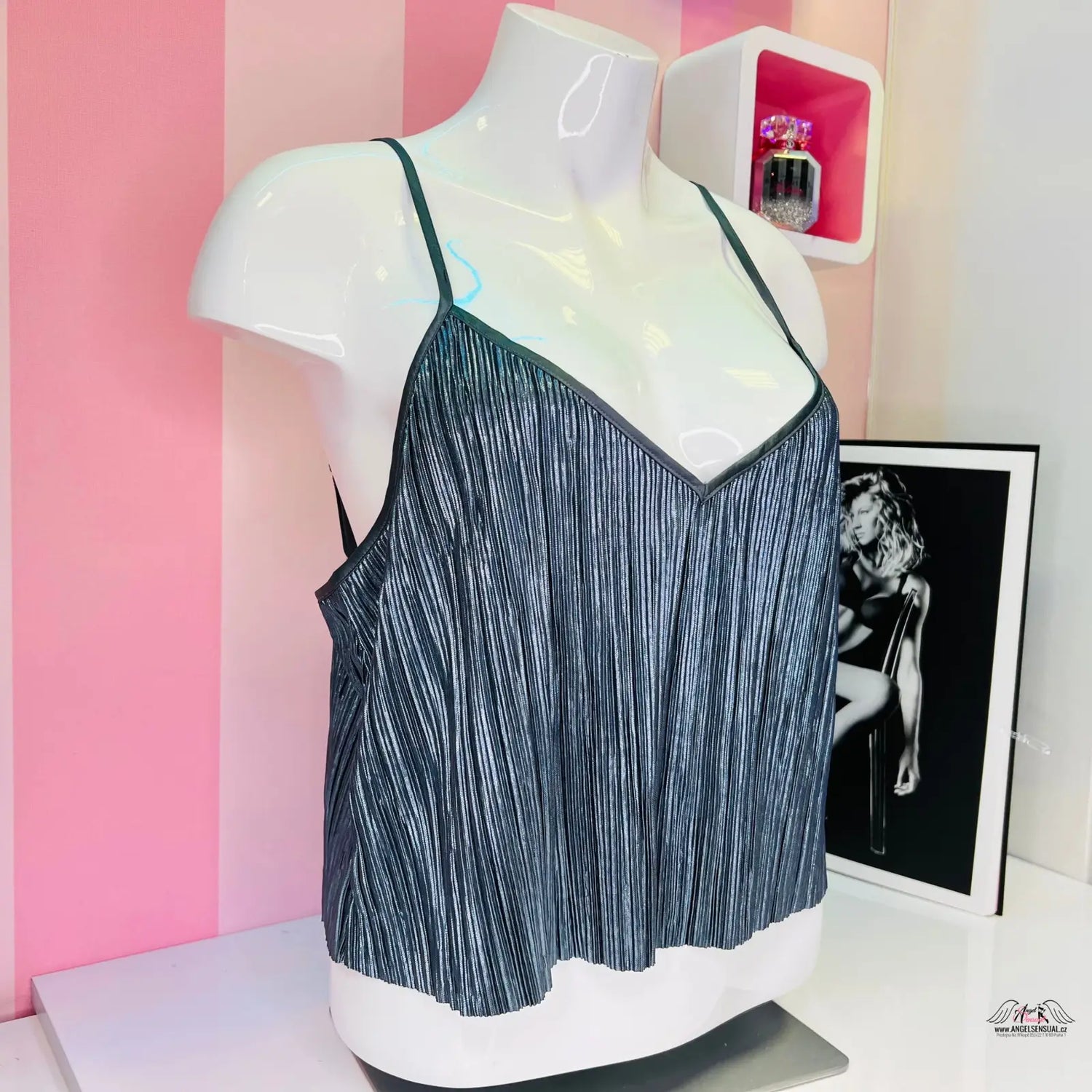 Plissé lesklý top s nastavitelnými ramínky, Victoria’s Secret Noční Košilka