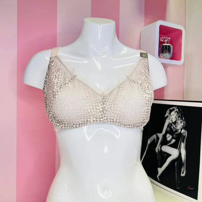 Arafedá figurína s krajkovou podprsenkou Victoria’s Secret a obrázek ženy