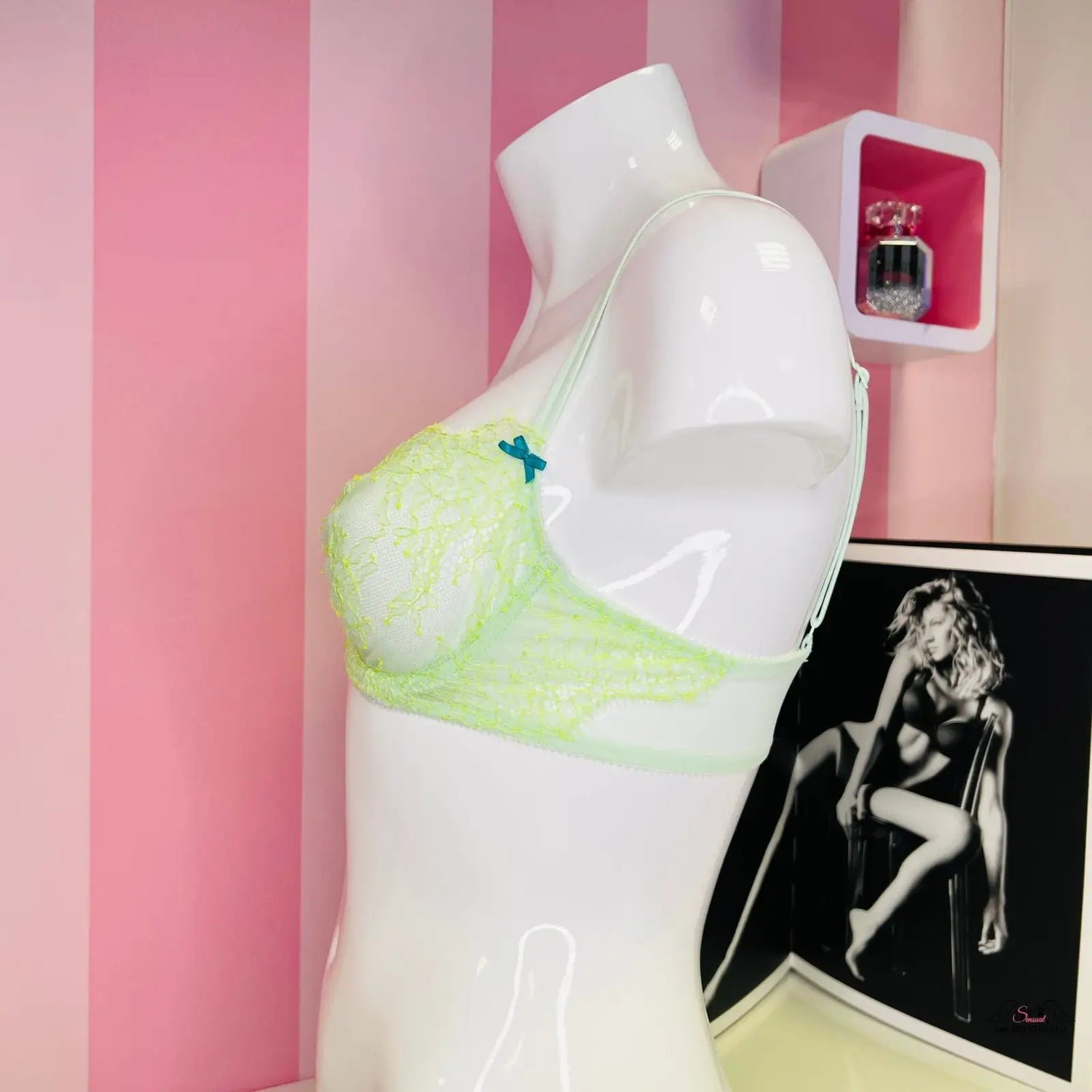 Manekýn s krajkovou podprsenkou Victoria’s Secret a obrázek ženy, ideální pro agent provocateur apparel &amp; accessories