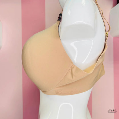 Beige angel sensual nastavitelnými ramínky pohodlná podprsenka Victoria’s Secret Podprsenka Matná Bez Kostice na bílém modelu