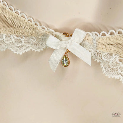 Luxusní podvazkový pás Victoria’s Secret Bride s krajkou, mašlí a krystalovým přívěskem