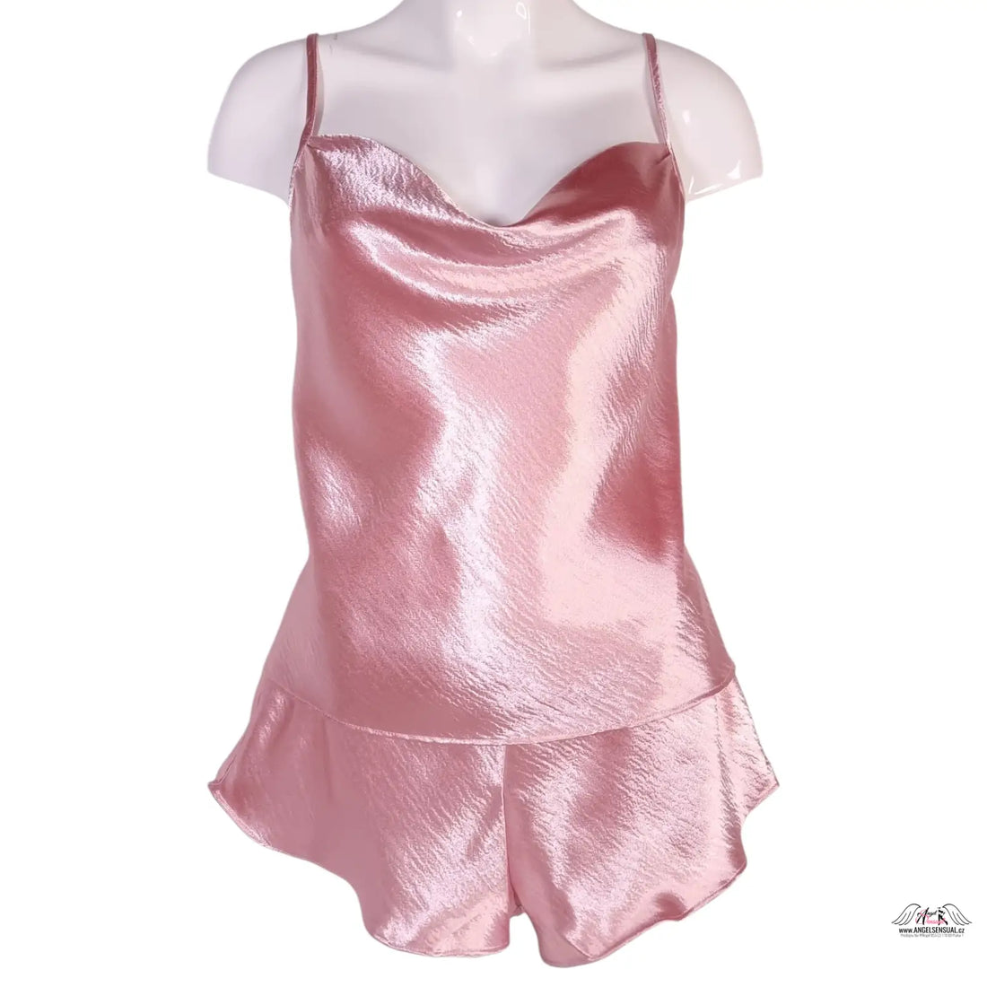 Shiny růžová saténová košilka set Victoria’s Secret Pyžamový Set Lurex