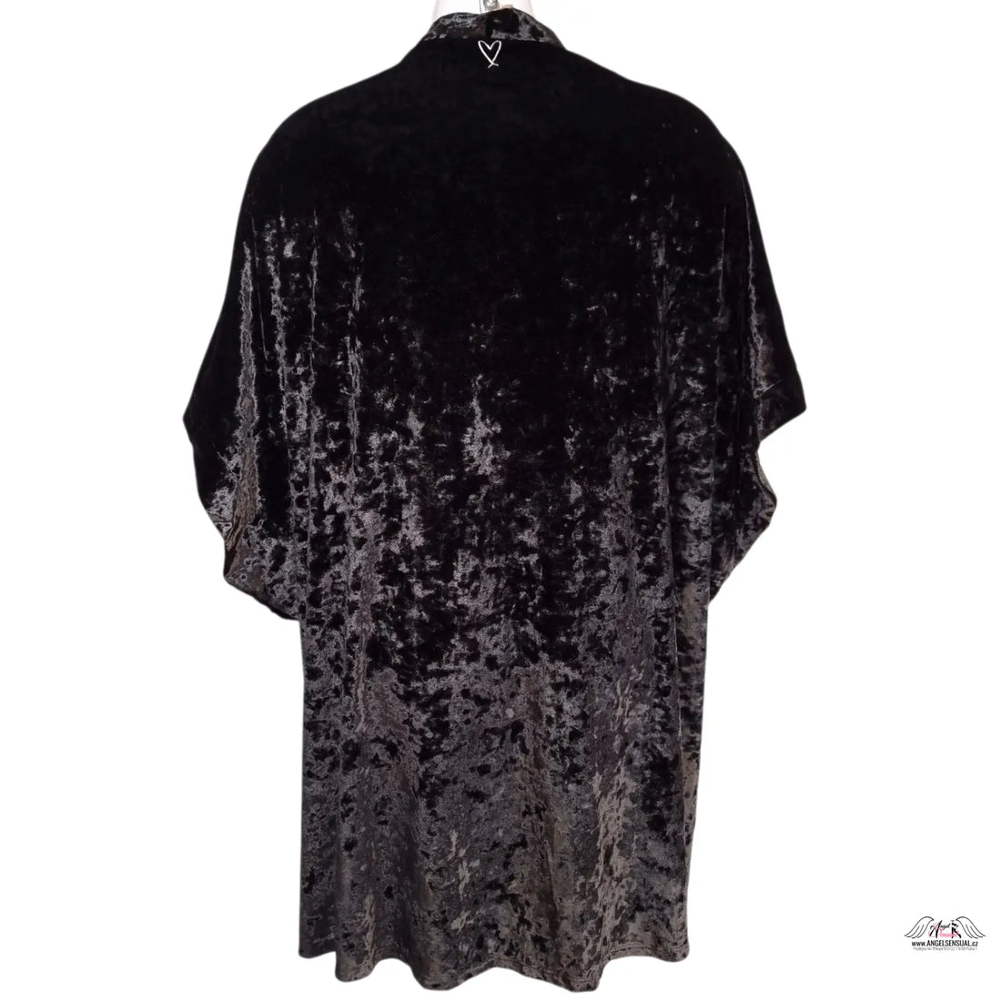 Crushed black velvet sametové kimono s malým srdíčkem, Victoria’s Secret Černé sametové kimono