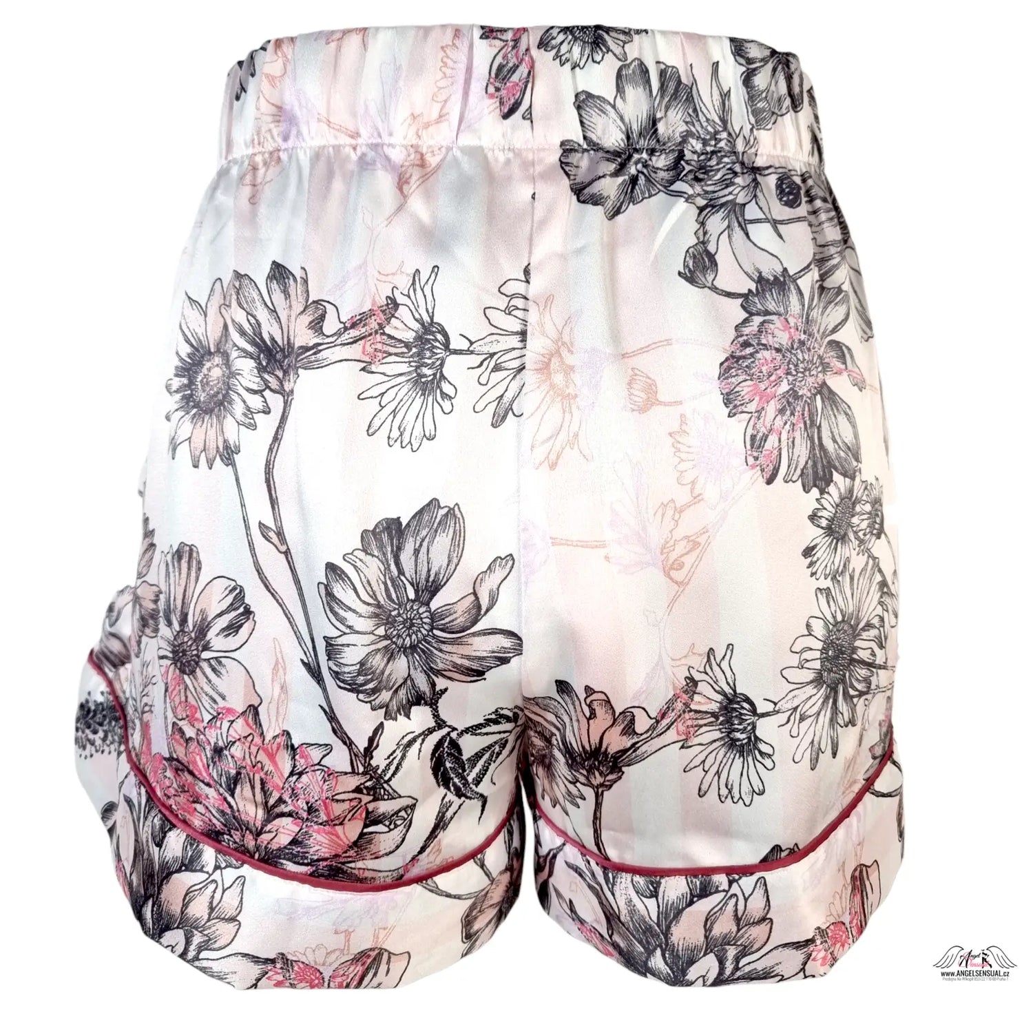 Satinové kraťasy Victoria’s Secret s květinovým potiskem z velmi jemného materiálu