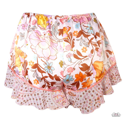 Květinové saténové kraťasy Victoria’s Secret s ruffly a růžovými detaily