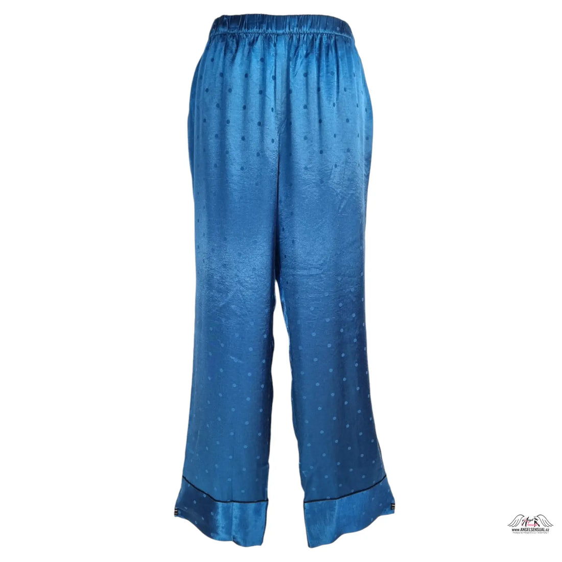 Modré hedvábné saténové kalhoty s puntíky a elastickým pasem, Victoria’s Secret