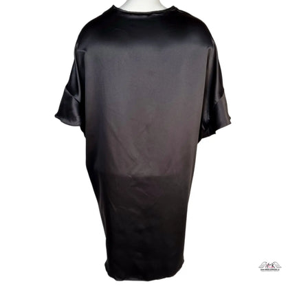 Black satin short-sleeve tunic dress from Victoria’s Secret apparel &amp; accessories collection