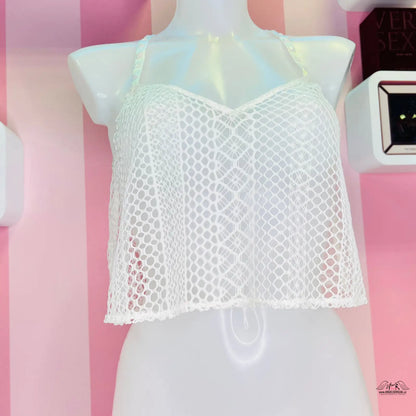 Victoria’s Secret Síťovaný Top s nastavitelnými ramínky a krajkovým vzorem
